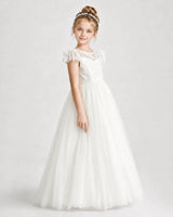 Ivory Tulle A-line First Communion Dress Front View