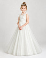 Ivory Tulle A-line First Communion Dress Front View
