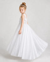White Tulle A-line First Communion Dress Side View