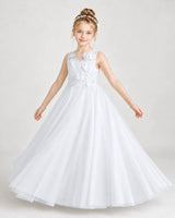 White Tulle A-line First Communion Dress Front View