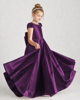 Grape Satin A-line Girls Formal Dresses Side View