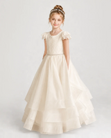 Champagne Tulle A-line First Communion Dress Front View