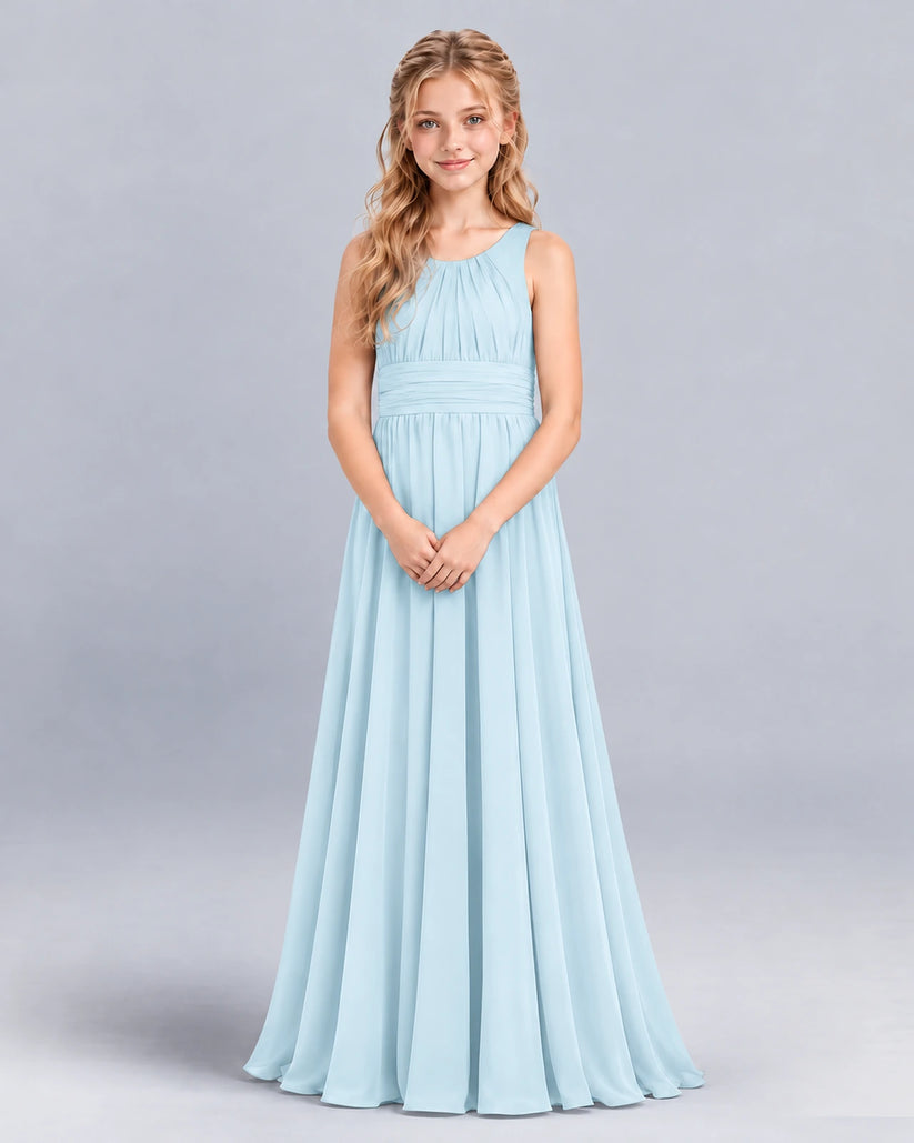 Baby Blue A-line Junior Bridesmaid Dress Front