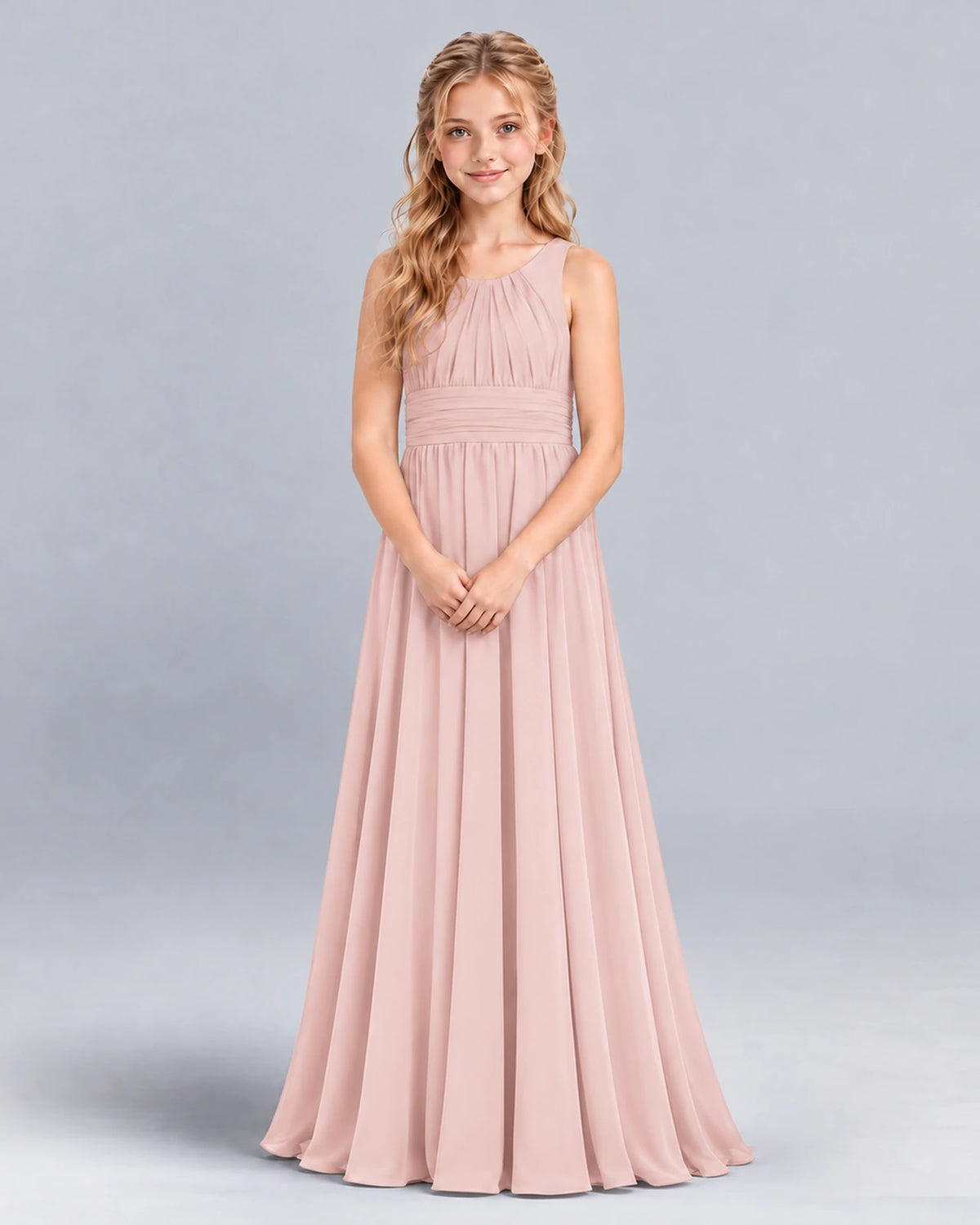 Blush Pink A-line Junior Bridesmaid Dress Front