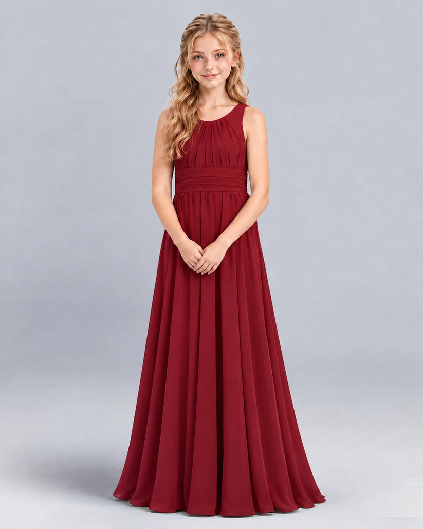 Burgundy A-line Junior Bridesmaid Dress Front
