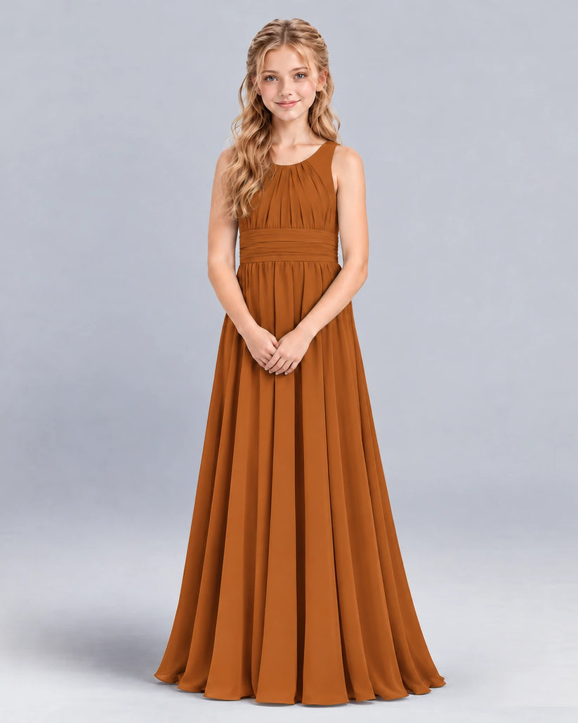 Burnt Orange A-line Junior Bridesmaid Dress Front
