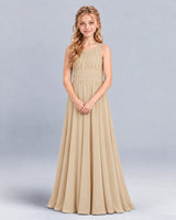 Champagne A-line Junior Bridesmaid Dress Front