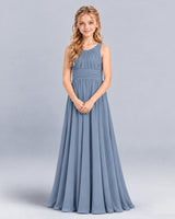 Dusty Blue A-line Junior Bridesmaid Dress Front