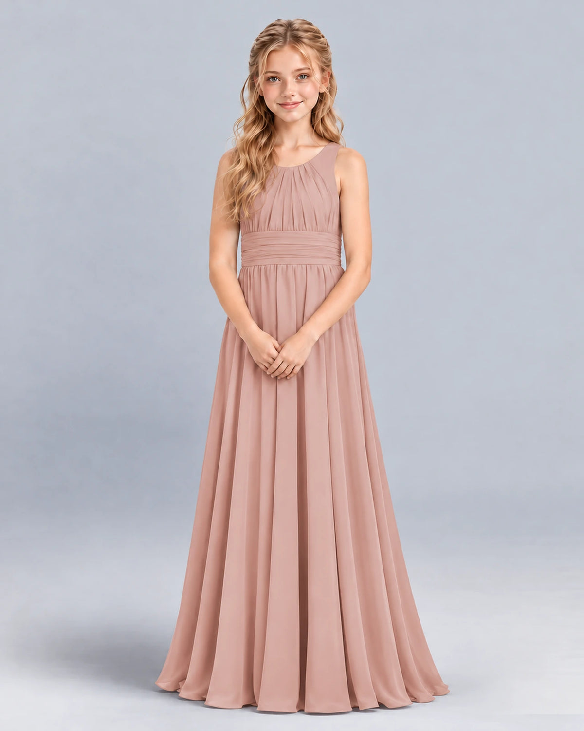 Dusty Rose A-line Junior Bridesmaid Dress Front