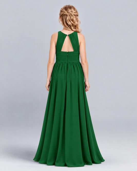Emerald Green A-line Junior Bridesmaid Dress Back [Shared]