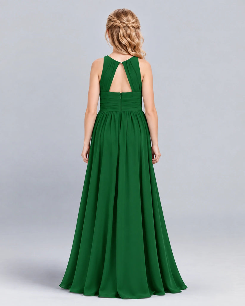 Emerald Green A-line Junior Bridesmaid Dress Back [Shared]