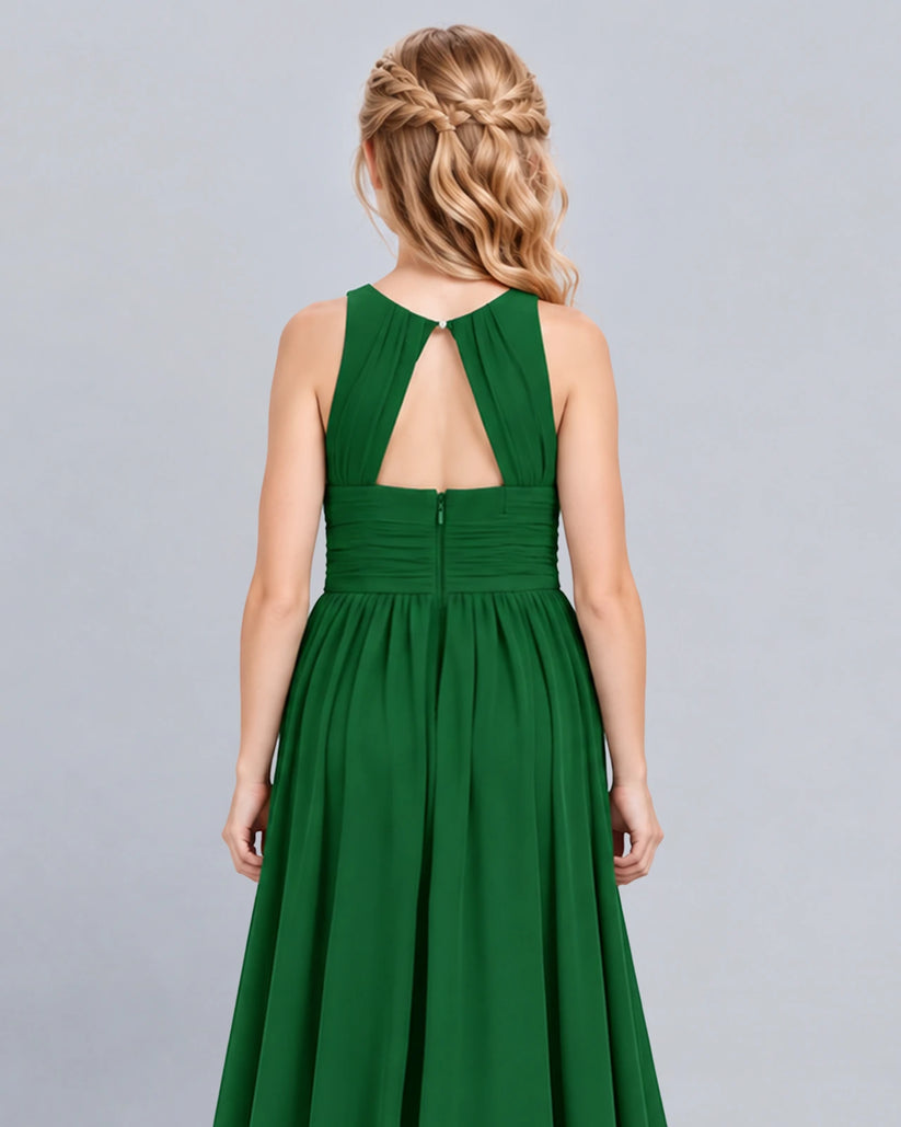 Emerald Green A-line Junior Bridesmaid Dress Back_Detail [Shared]