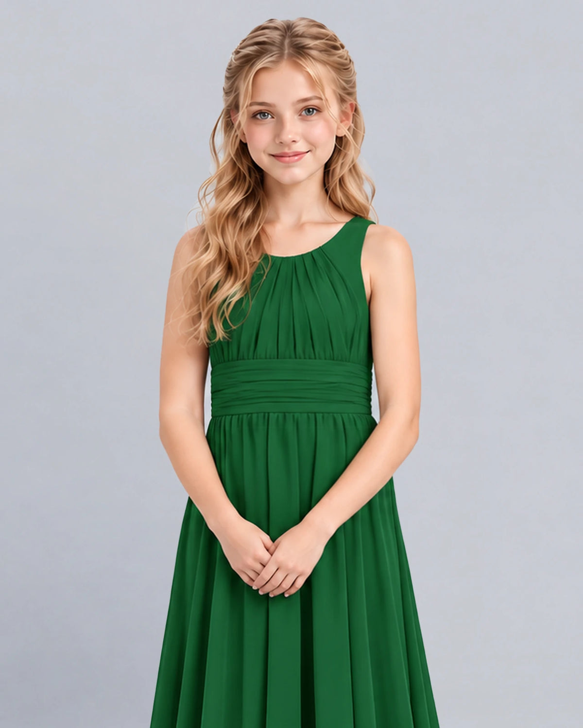 Emerald Green A-line Junior Bridesmaid Dress Detail [Shared]