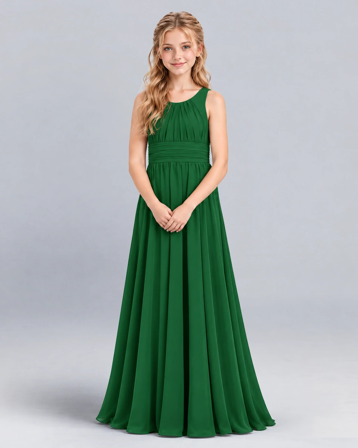 Emerald Green A-line Junior Bridesmaid Dress Front