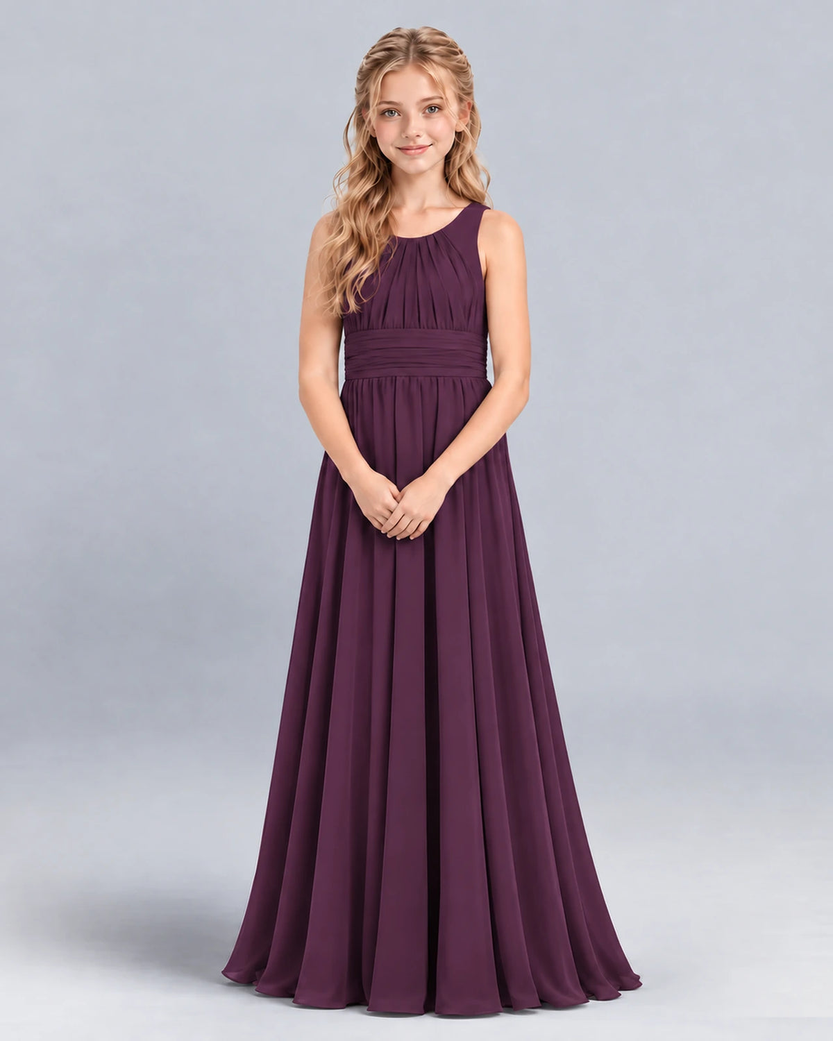 Grape A-line Junior Bridesmaid Dress Front