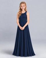 Navy Blue A-line Junior Bridesmaid Dress Front