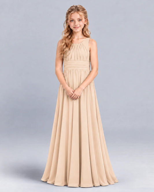 Peach A-line Junior Bridesmaid Dress Front