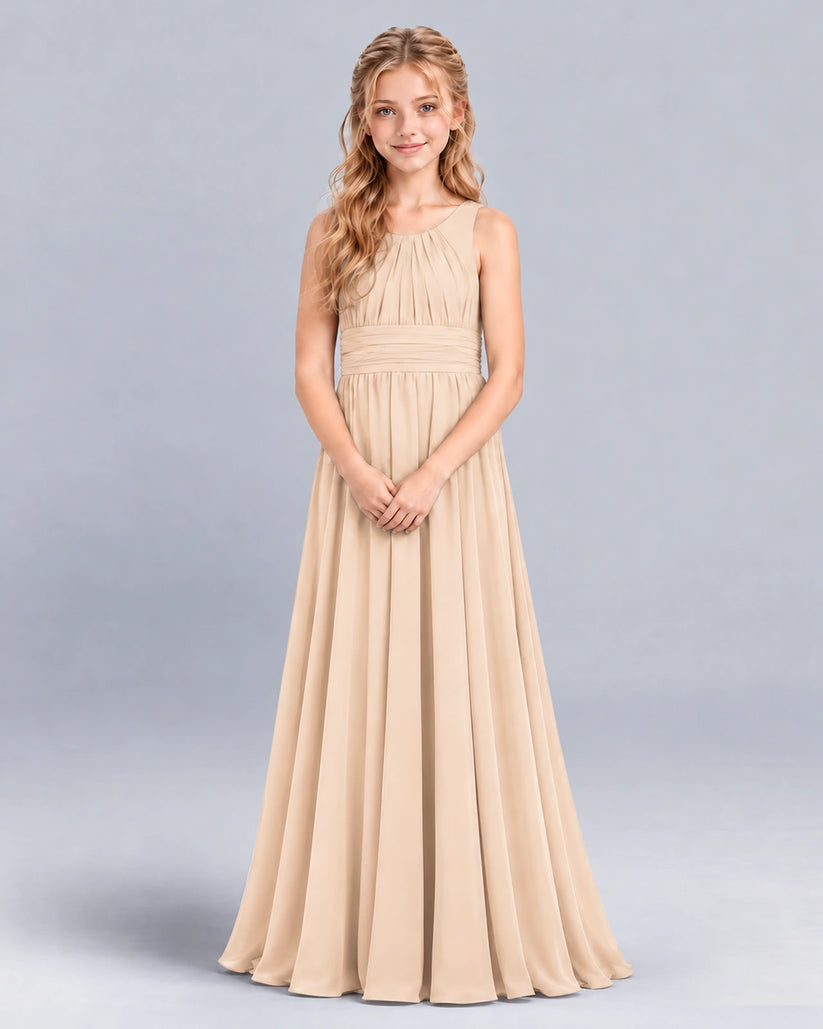 Peach A-line Junior Bridesmaid Dress Front