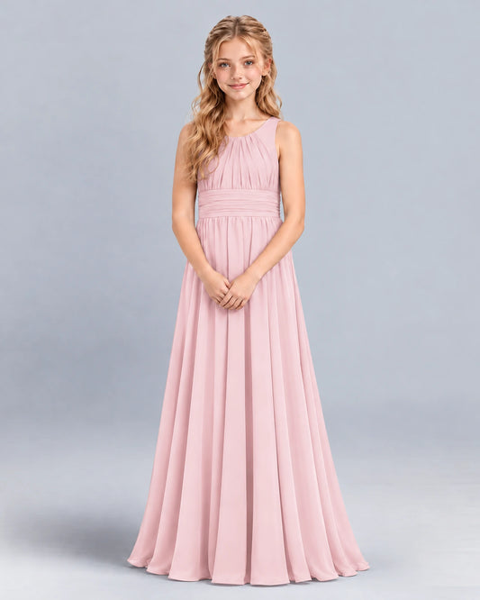 Pink A-line Junior Bridesmaid Dress Front