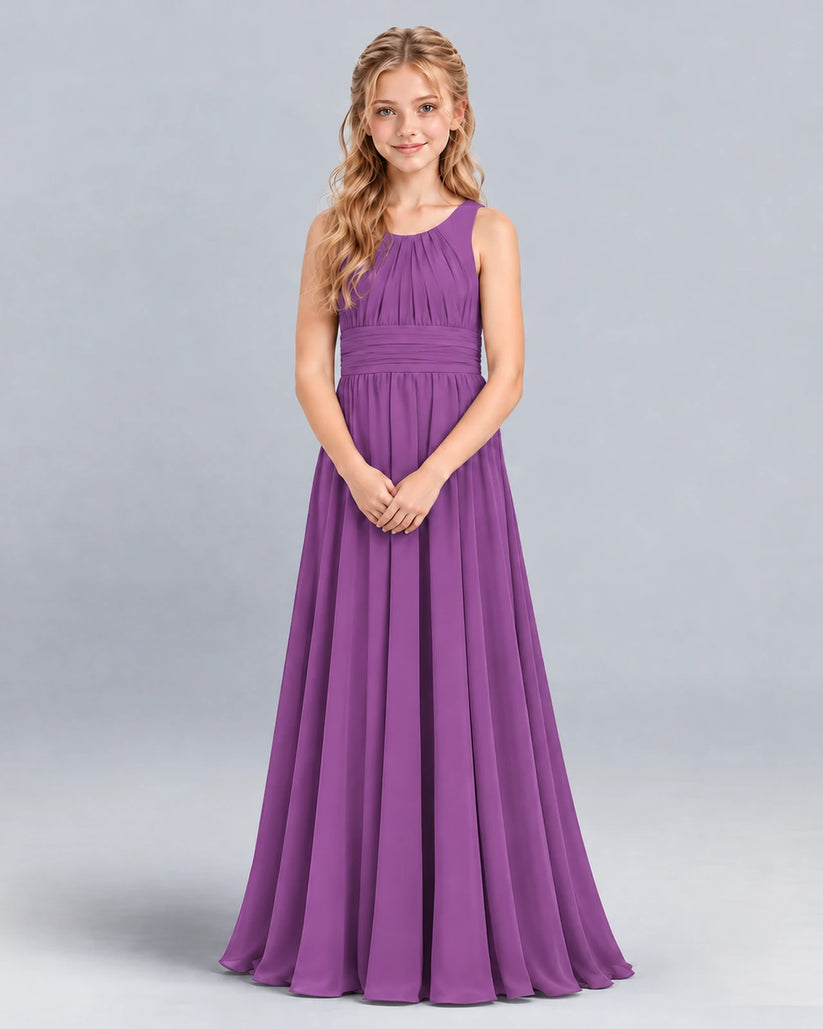Purple A-line Junior Bridesmaid Dress Front