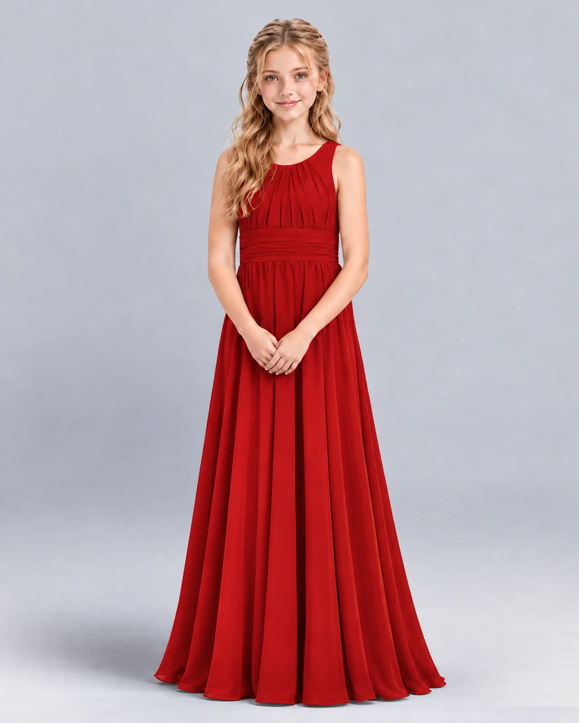 Red A-line Junior Bridesmaid Dress Front