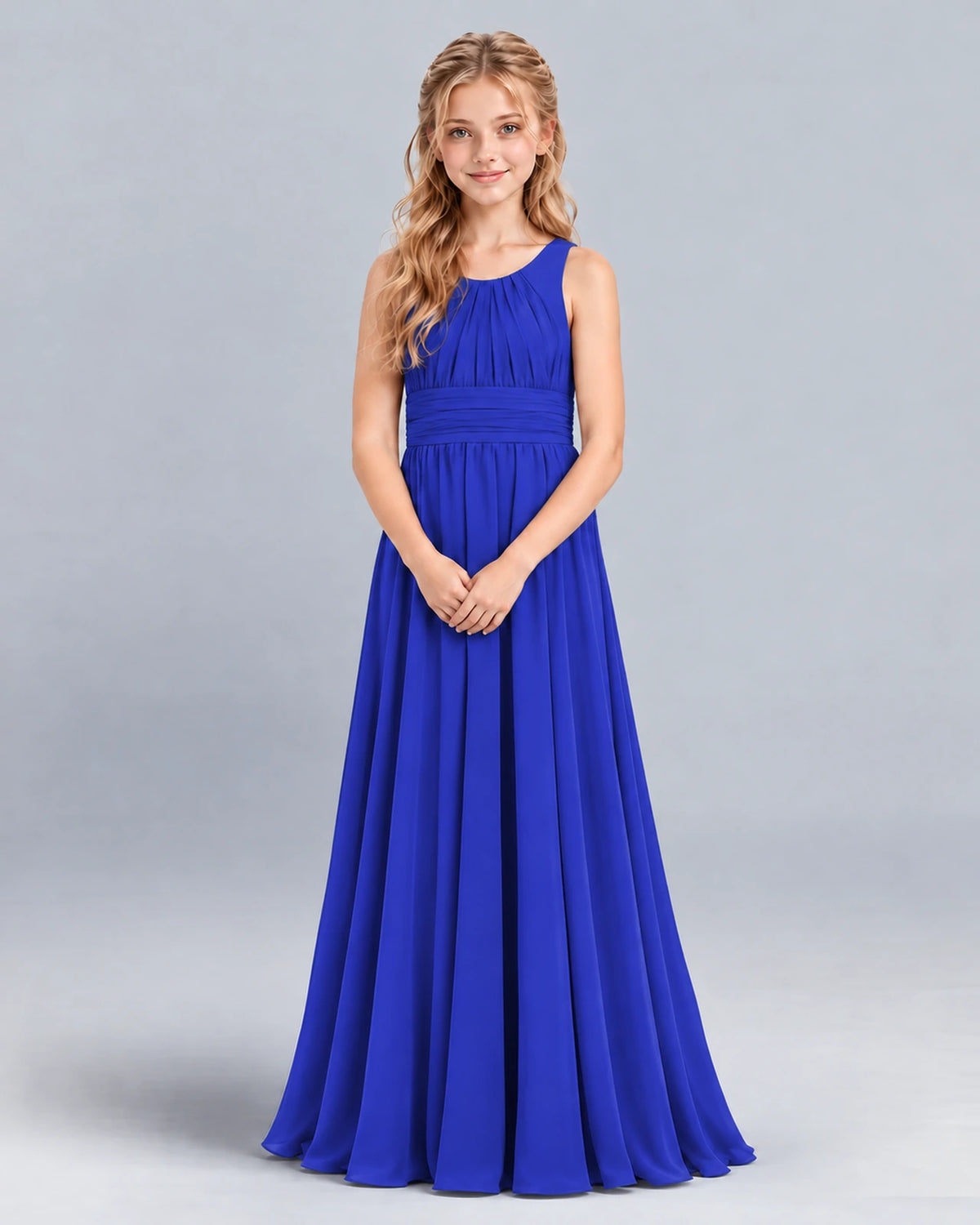 Royal Blue A-line Junior Bridesmaid Dress Front