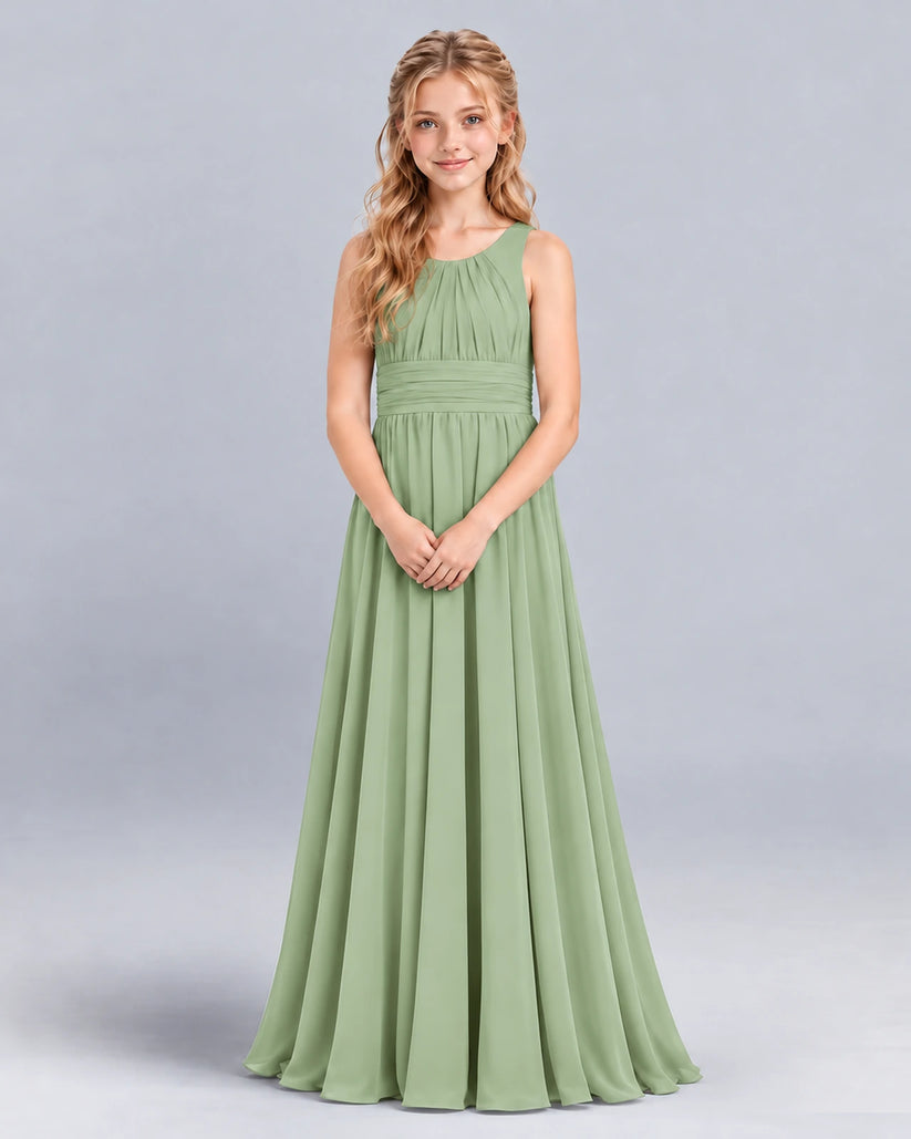 Sage Green A-line Junior Bridesmaid Dress Front
