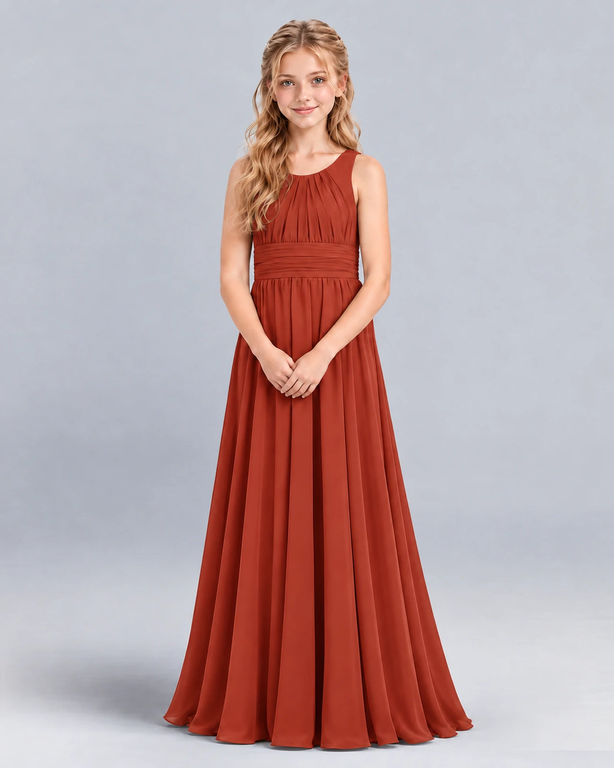 Vermilion A-line Junior Bridesmaid Dress Front