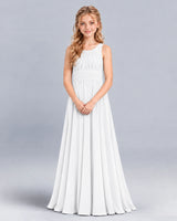 White A-line Junior Bridesmaid Dress Front