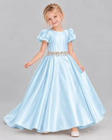 Baby Blue Ball Gown Girls Formal Dress Front