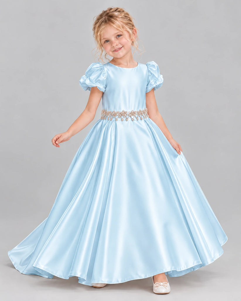 Baby Blue Ball Gown Girls Formal Dress Front