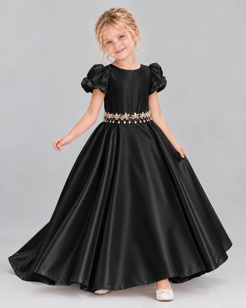 Black Ball Gown Girls Formal Dress Front