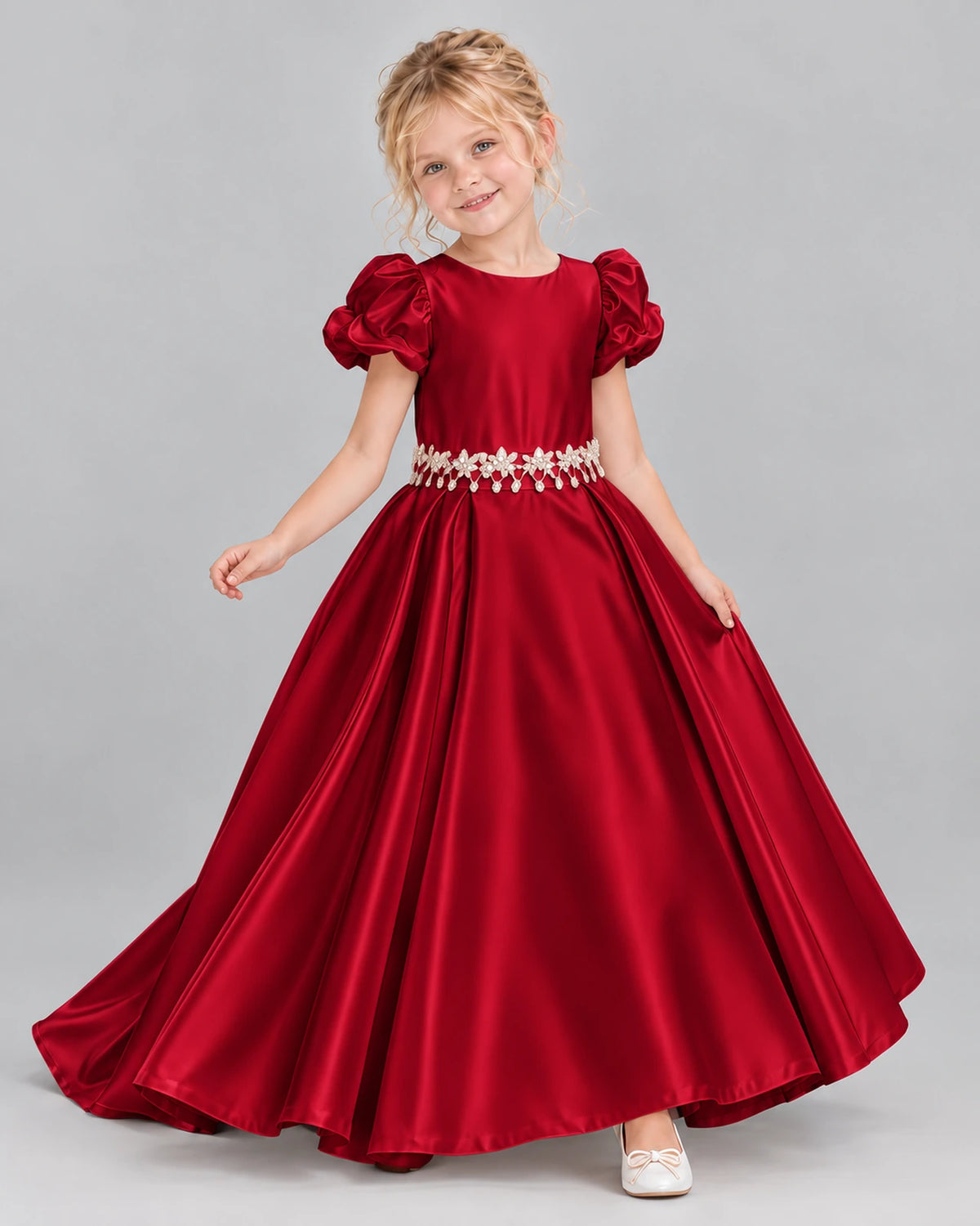 Burgundy Ball Gown Girls Formal Dress Front