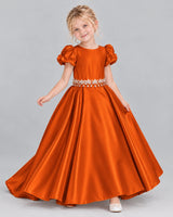 Burnt Orange Ball Gown Girls Formal Dress Front