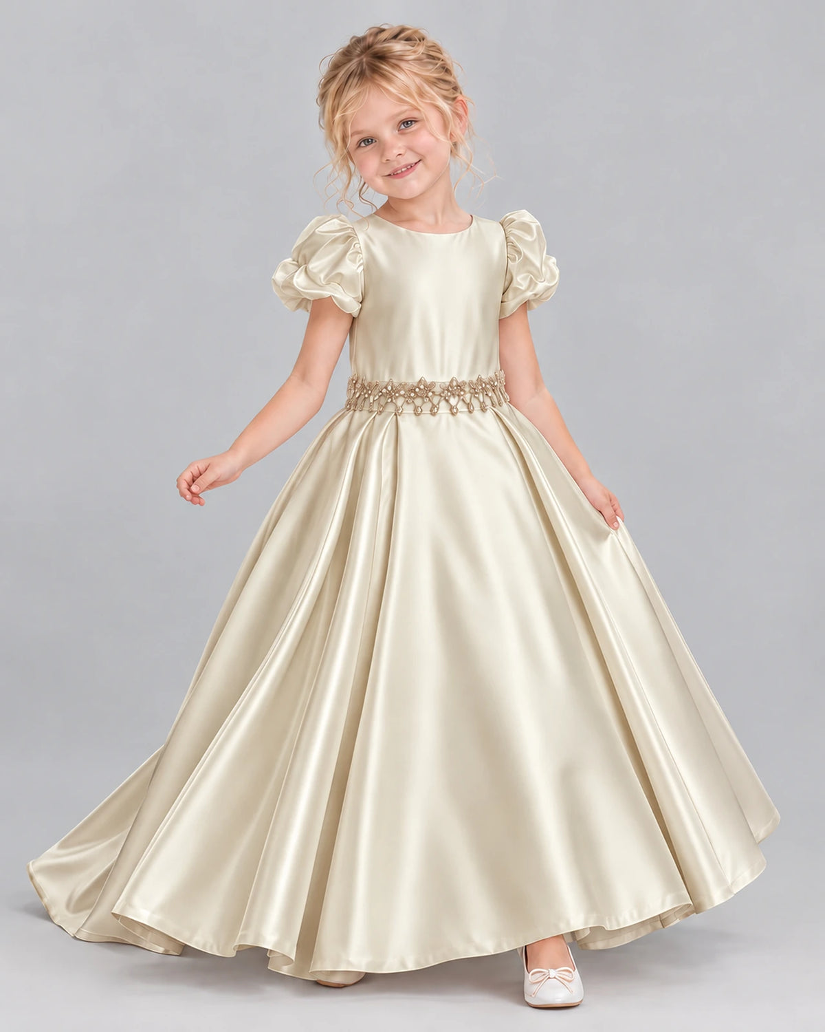 Champagne Ball Gown Girls Formal Dress Front