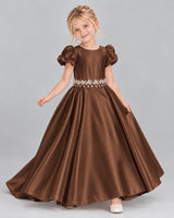 Chocolate Ball Gown Girls Formal Dress Front