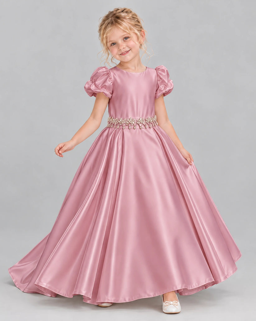 Dusty Rose Ball Gown Girls Formal Dress Front