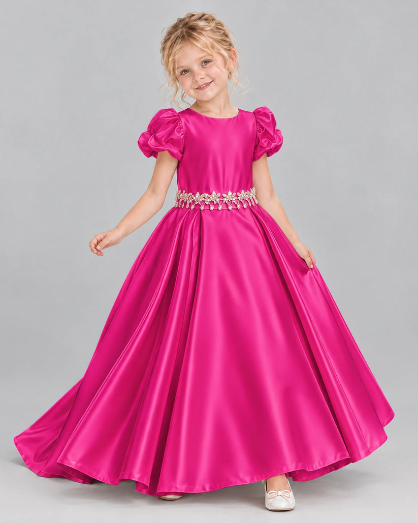 Hot Pink Ball Gown Girls Formal Dress Front