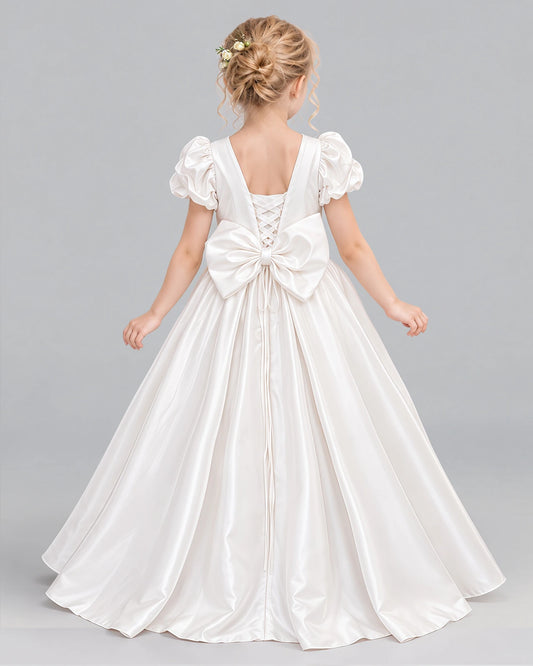 Ivory Ball Gown Girls Formal Dress Back [Shared]