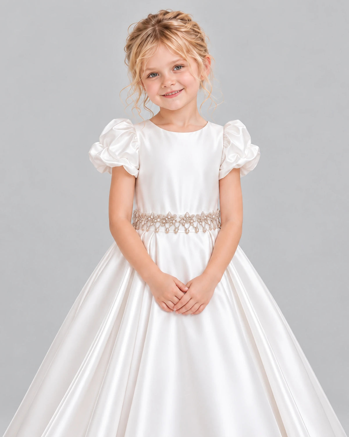 Ivory Ball Gown Girls Formal Dress Detail [Shared]