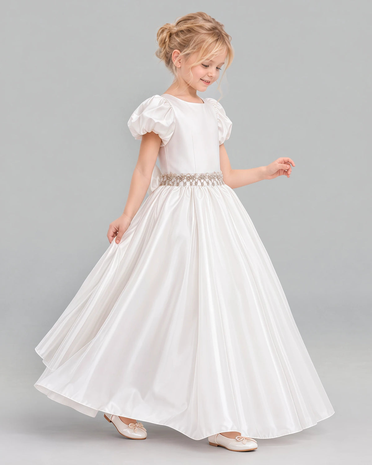 Ivory Ball Gown Girls Formal Dress Side [Shared]