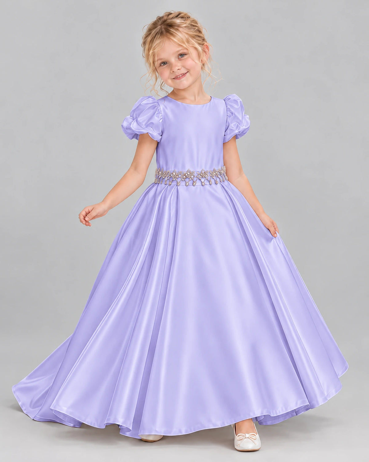Lavender Ball Gown Girls Formal Dress Front
