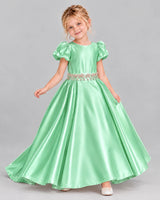 Mint Green Ball Gown Girls Formal Dress Front