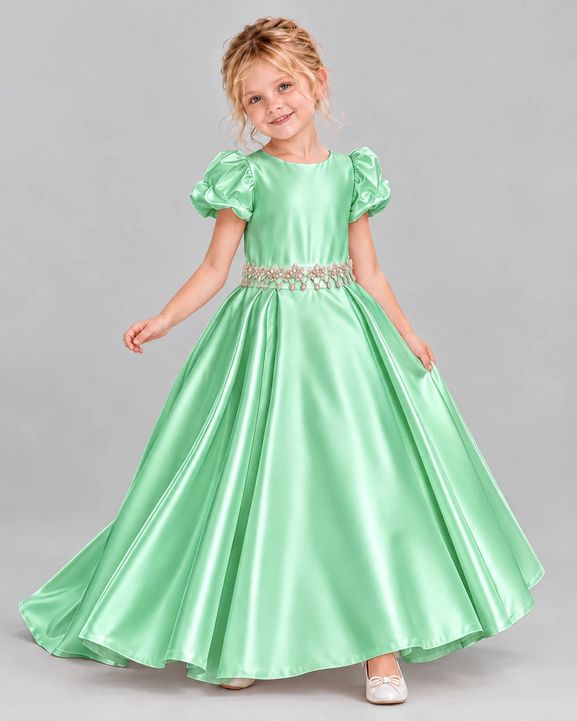 Mint Green Ball Gown Girls Formal Dress Front