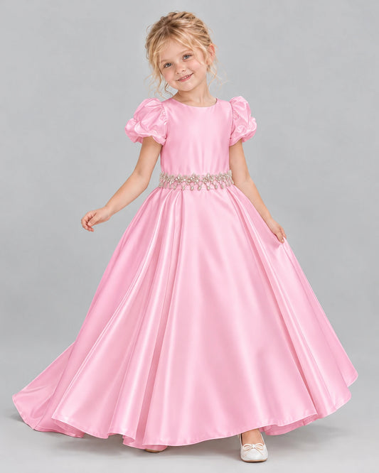 Pink Ball Gown Girls Formal Dress Front