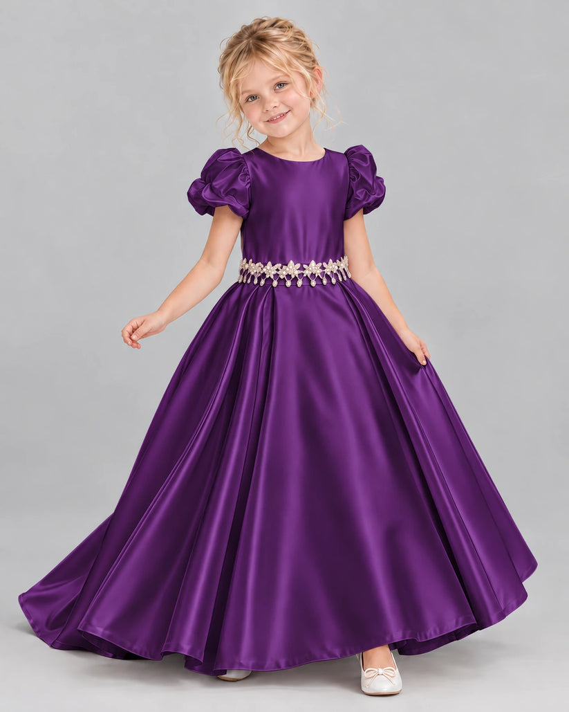 Purple Ball Gown Girls Formal Dress Front