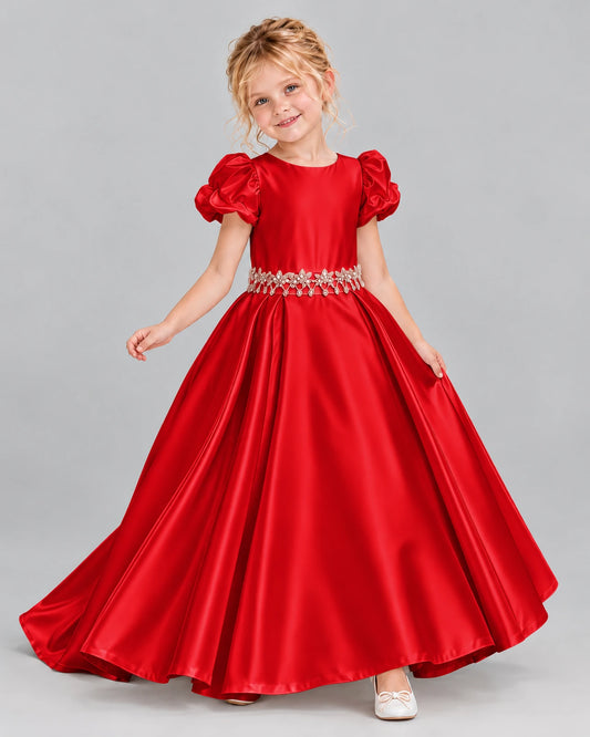 Red Ball Gown Girls Formal Dress Front