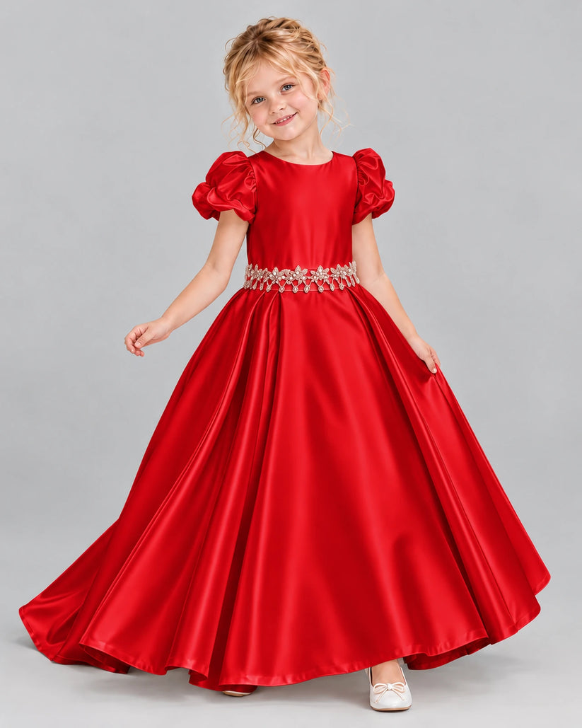 Red Ball Gown Girls Formal Dress Front
