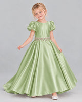 Sage Green Ball Gown Girls Formal Dress Front