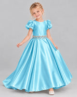 Sky Blue Ball Gown Girls Formal Dress Front